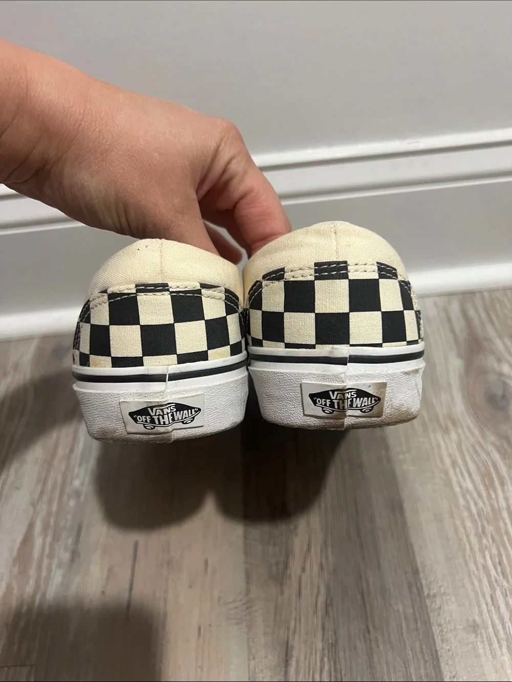 Vans Checkerboard Slip-On Sneakers in Black and Cream Size 10